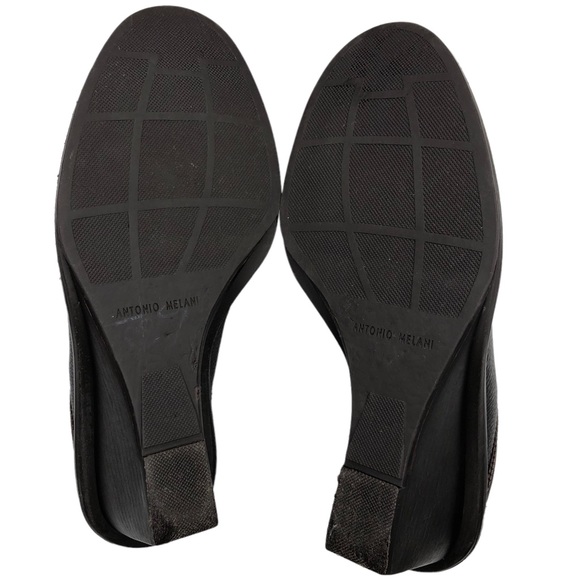 ANTONIO MELANI Pebble Print Leather Mule Wedges Brown Size 7 - Picture 9 of 12